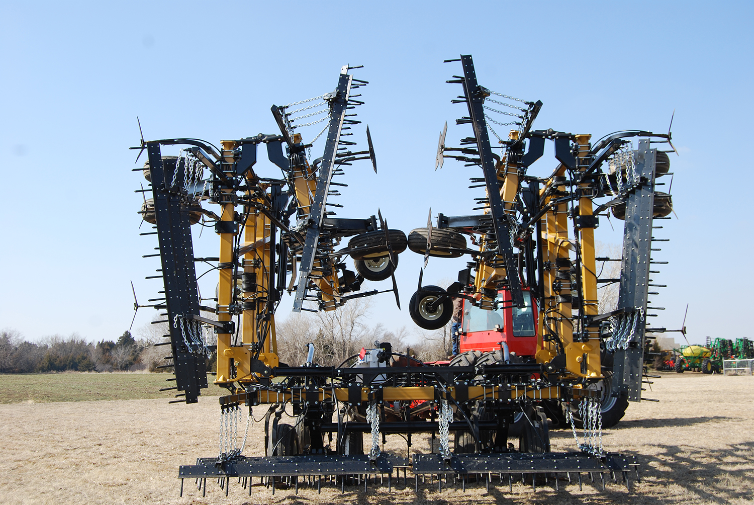 Chisel plow folded up from Wako for farming cultivation and aerating ground